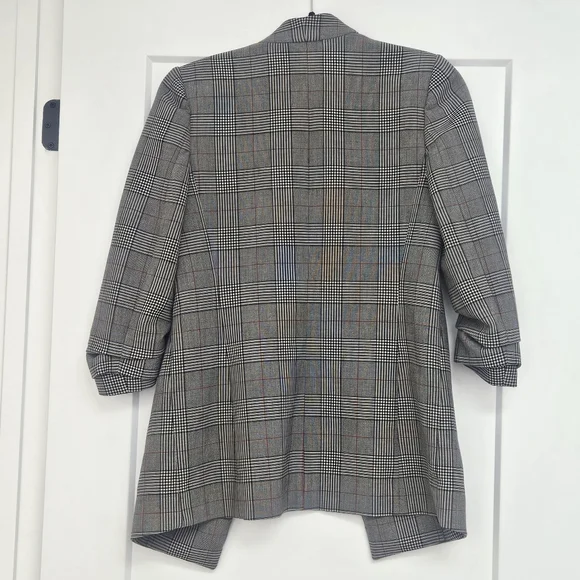 OLD BABATON Power Blazer Grey Glen Plaid 3/4 Sleeves Shawl collar Size 0 Aritzia - Picture 6 of 9